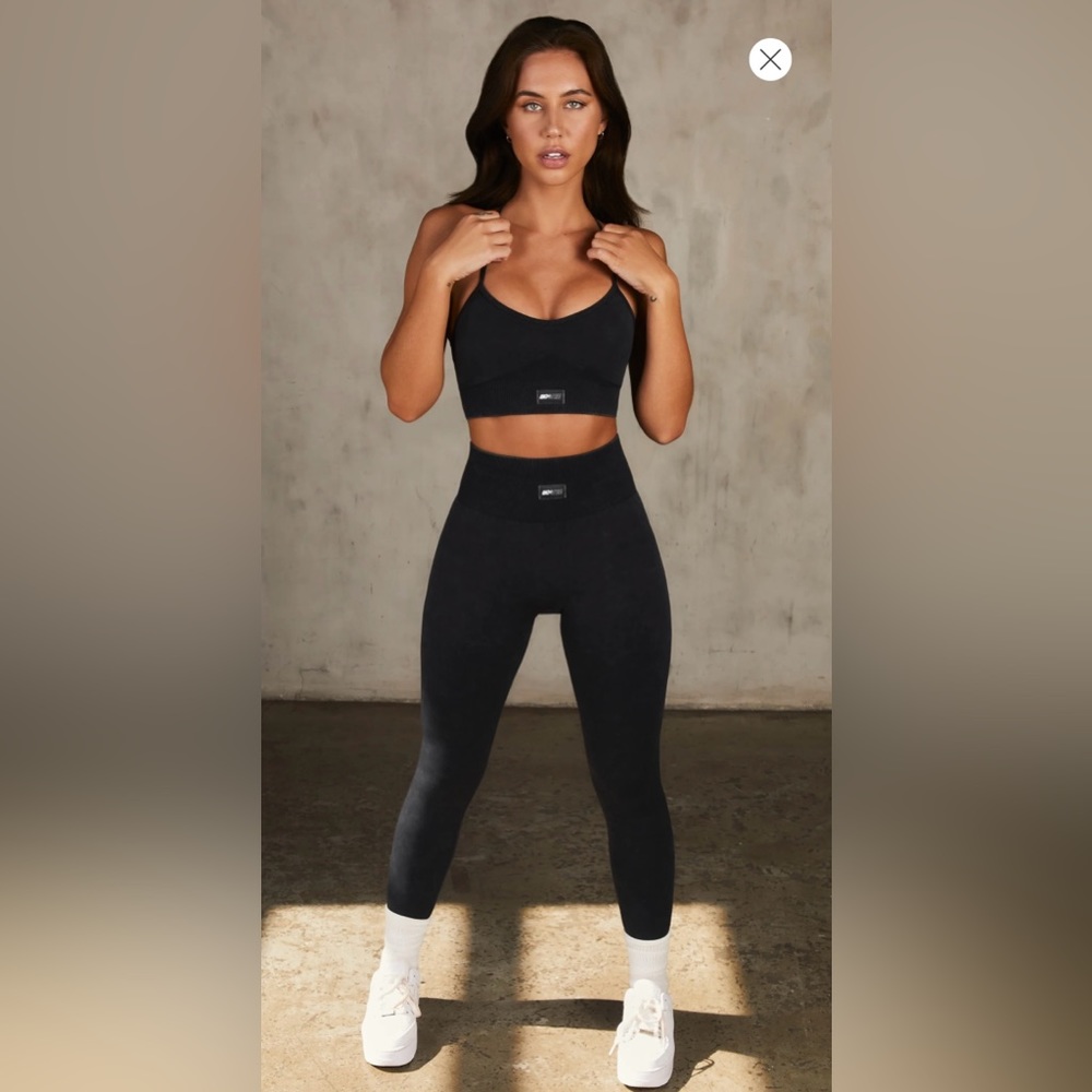 Bo + Tee Size Small Reflex Seamless Acid Wash High-Waisted Leggings in Black